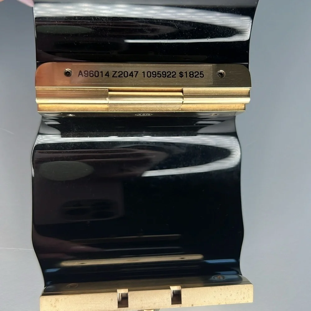 Chanel Black Enamel and Gold Metal CC Cuff!!